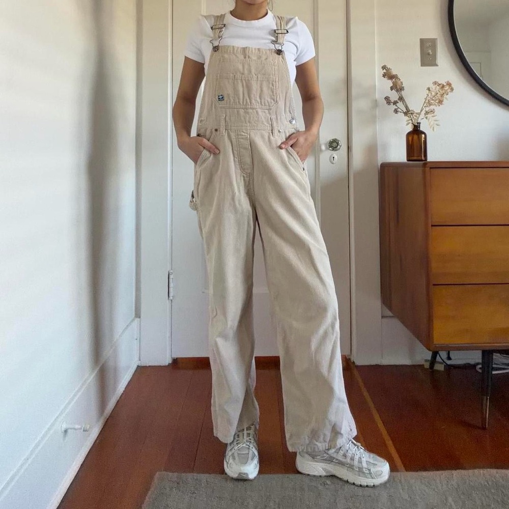 Cream corduroy overalls